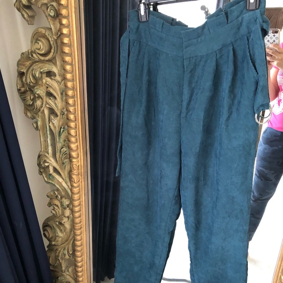 Teal Corduroy Paperbag Bag Pants - Picture 5 of 10